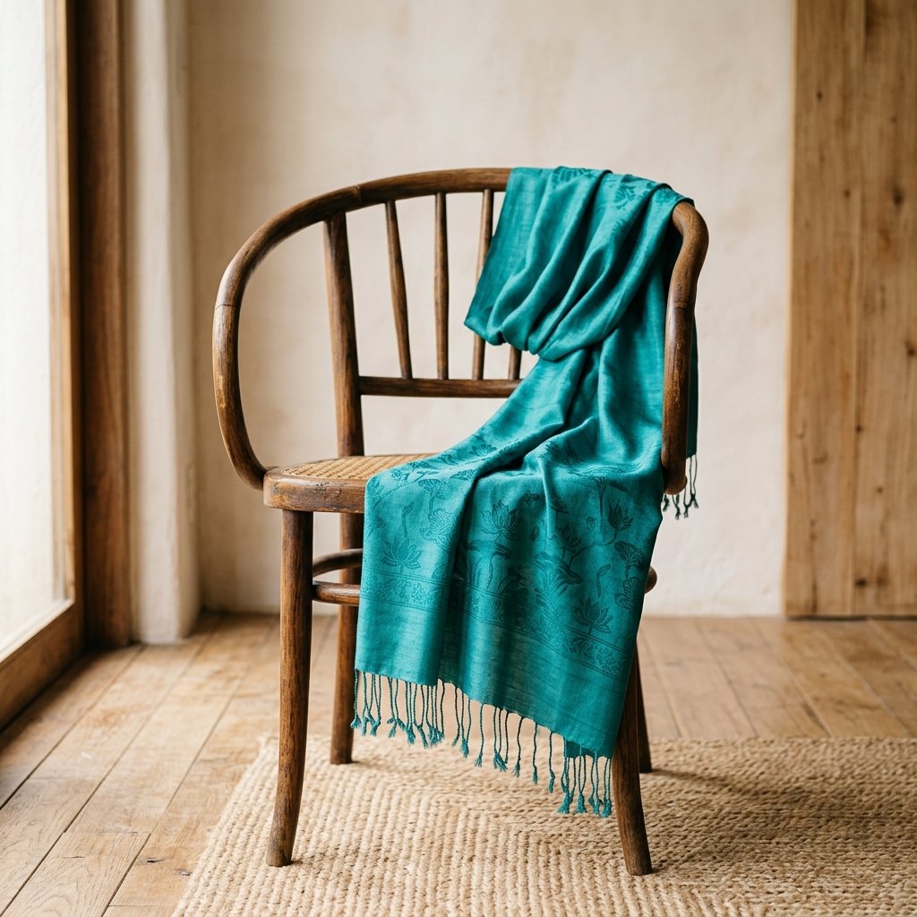 Mulberry Silk Scarf, Teal